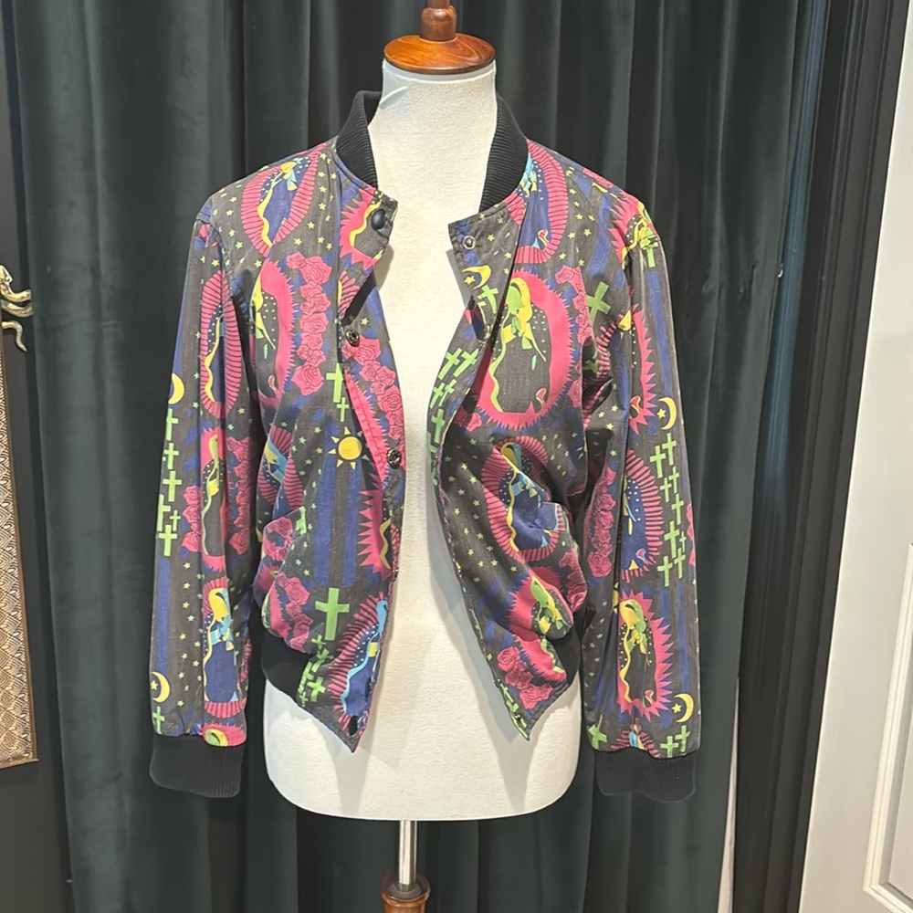 Black Friday religious jacket small or xs colorful print